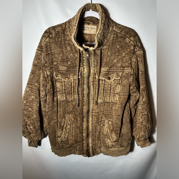 Free People Luna Cozy Bomber Jacket Oversized Zip Front Drawstring Detail XS - Picture 6 of 16